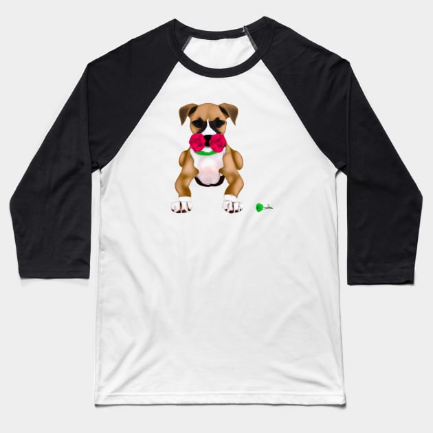 Cute Boxer Drawing Baseball T-Shirt by Play Zoo